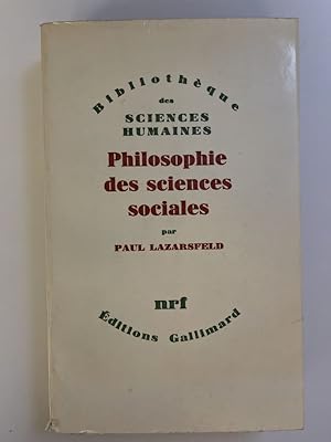 Bild des Verkufers fr Philosophie des sciences sociales. Prcd de : "A propos d'un livre imaginaire" de Raymond Boudon zum Verkauf von LIBRAIRIE GIL-ARTGIL SARL