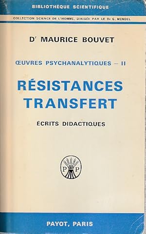 Seller image for Oeuvres psychanalytiques 2. Rsistances transfert, crits didactiques, for sale by L'Odeur du Book