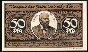 Bild des Verkufers fr Notgeld Bad Salzuflen 1921, 50 Pfennig, Portrait Eduard Hoffmanns, weisse Katze zum Verkauf von Bartko-Reher