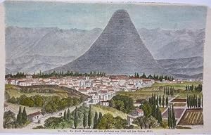 orig. kolor. Holzstich Die Stadt Arequipa vor dem Erdbeben von 1868 mit dem Vulkan Misti ( Peru )