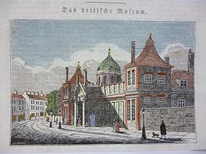 orig. kolor. Holzstich Das britische Museum ( alte Ansicht Architektur British Museum London )