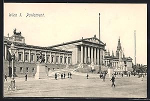 Bild des Verkufers fr Ansichtskarte Wien, Spaziergnger vor dem Parlament zum Verkauf von Bartko-Reher