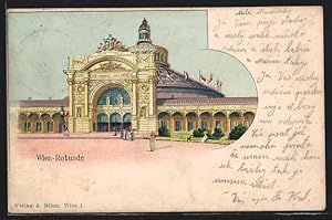 Bild des Verkufers fr Lithographie Wien, Rotunde mit Spaziergngern zum Verkauf von Bartko-Reher