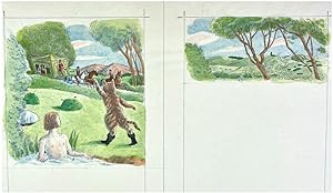Seller image for Original pen, ink, and watercolour illustrations for "Puss in Boots". for sale by Henry Sotheran Ltd