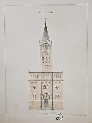 "Vordere-Facade" - Kirche church Facade / Zeichnung drawing / Architektur architecture