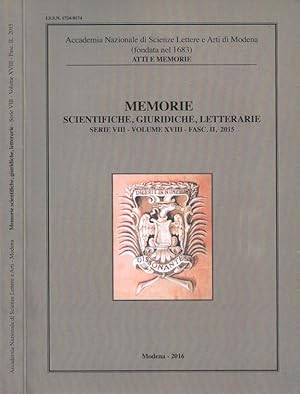 Bild des Verkufers fr Memorie scientifiche, giuridiche, letterarie. Serie VIII, volume XVIII - fasc. II, 2015 zum Verkauf von Biblioteca di Babele