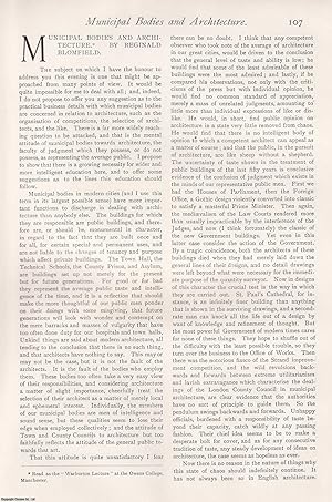 Immagine del venditore per Municipal Bodies and Architecture, by Reginald Blomfield. This is an original article from The Architectural Review, 1902. venduto da Cosmo Books