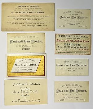 [PRINTING] [LAW] [TRADE CARDS] Group of eight trade cards for Boston printing firm under various ...