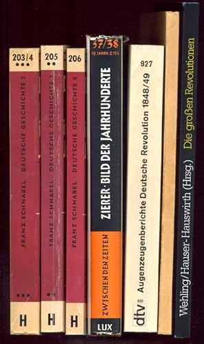 Imagen del vendedor de (5 Titel zur deutschen Geschichte im 19. Jahrhundert:) I: Schnabel, F.: Deutsche Geschichte im neunzehnten Jahrhundert. Bd. 2: Aufstieg der Nationen; Bd. 3: Monarchie und Volkssouvernitt; Bd. 4: Die vormrzliche Zeit. II: Zierer, O.: Zwischen den Zeiten 1815-1850. III: Jessen, H.: Die Deutsche Revolution 1848/49 in Augenzeugenberichten.-IV: Engelhardt, V.: 1848. V: Wehling, H.-G./Hauser-Hauswirth, A.: Die groen Revolutionen im deutschen Sdwesten. a la venta por Antiquariat Buechel-Baur