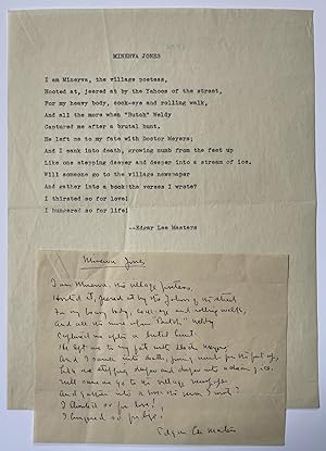 [Poetry] Edgar Lee Masters Typed and Signed Manuscript of Spoon River Anthology Poem "Minerva Jones