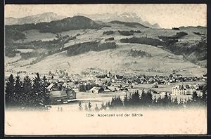 Ansichtskarte Appenzell, Totale mit Säntis