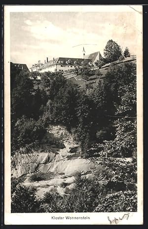 Ansichtskarte Wonnenstein, Blick von unten auf das Kloster