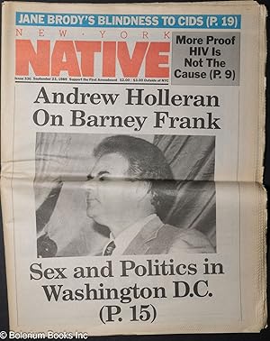 Immagine del venditore per New York Native: #336, September 23, 1989; Andrew Holleran on Barney Frank venduto da Bolerium Books Inc.