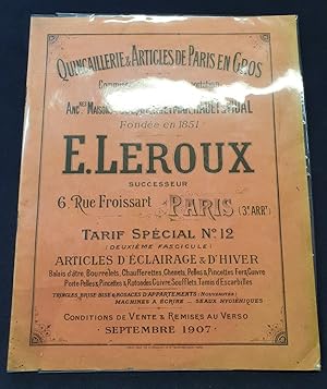 Catalogue Leroux - Quincaillerie - Articles d'Eclairage - Septembre 1907