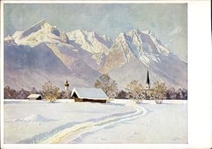 Bild des Verkufers fr Knstler Ansichtskarte / Postkarte Sssmayr, Josef, Bergwinter, Motiv in den Alpen zum Verkauf von akpool GmbH