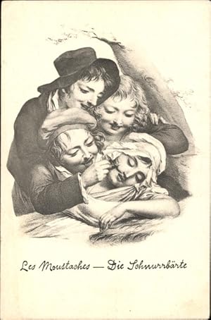 Bild des Verkufers fr Knstler Ansichtskarte / Postkarte Die Schnurrbrte, Jungen malen Frau einen Bart zum Verkauf von akpool GmbH