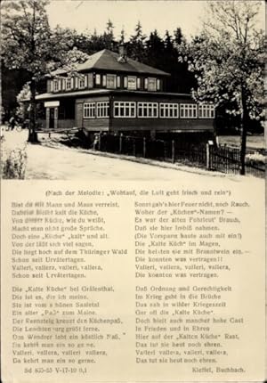 Bild des Verkufers fr Ansichtskarte / Postkarte Spechtsbrunn Sonneberg im Thringer Wald, Berggasthaus Kalte Kche, Liedtext zum Verkauf von akpool GmbH
