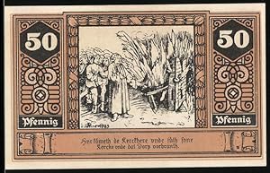 Bild des Verkufers fr Notgeld Wilsnack 1922, 50 Pfennig, Komet schlgt ein und verbrennt das Dorf zum Verkauf von Bartko-Reher