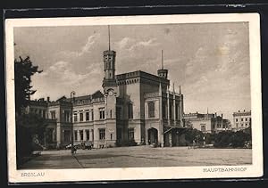 Ansichtskarte Breslau, Hauptbahnhof mit Platz