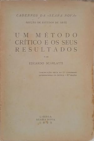 Imagen del vendedor de UM MTODO CRTICO E OS SEUS RESULTADOS. a la venta por Livraria Castro e Silva