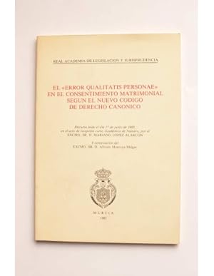 Imagen del vendedor de El error qualitatis personae en el consentimiento matrimonial segn el nuevo cdigo de derecho cannico a la venta por LIBRERA SOLAR DEL BRUTO