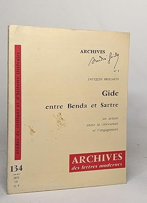 Image du vendeur pour Archives des lettres modernes n3 - gide entre benda et sartre mis en vente par crealivres