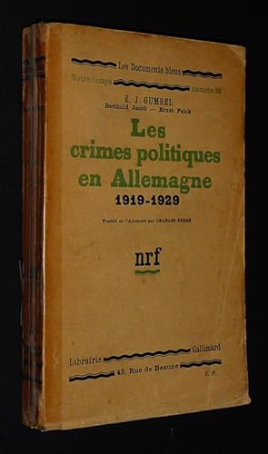 Seller image for Les Crimes politiques en Allemagne, 1919-1929 for sale by Abraxas-libris