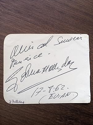 Card with signature of Johnny Hallyday on one side and of Petulia Clark on the other (autograph /...