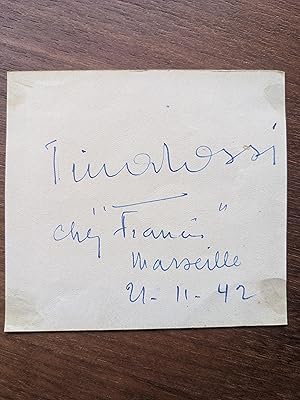 Card with signature of Tino Rossi on one side and of Géo Dorlis on the other. (autograph / autogr...