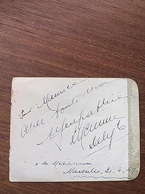 Card signed by Luciene Delyle on one side and by Marianne Michel on the other. (autograph / autog...