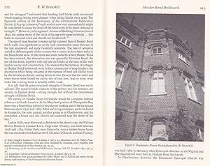 Imagen del vendedor de Header Bond Brickwork. An original article from the Transactions of The Lancashire and Cheshire Antiquarian Society, 2006. a la venta por Cosmo Books