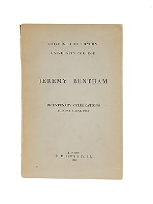 Bild des Verkufers fr Jeremy Bentham Bicentenry Celebrations: Lectures Delivered at. zum Verkauf von The Lawbook Exchange, Ltd., ABAA  ILAB