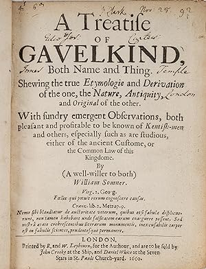 Seller image for A Treatise of Gavelkind [bound with] The History of Gavel-Kind. for sale by The Lawbook Exchange, Ltd., ABAA  ILAB