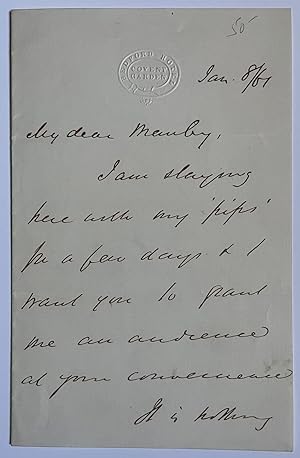 1861 ALS From Mark Lemon to Charles Manby, Bedford Hotel Letterhead, Covent Garden, London