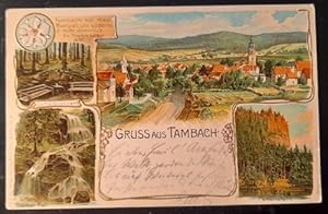 Ansichtskarte AK Gruss aus Tambach (Thüringen) (Farblitho. Lutherbrunnen, Spitter Fall, Falkenste...
