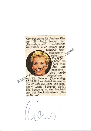 Image du vendeur pour Original Autogramm Andrea Kiewel ZDF /// Autogramm Autograph signiert signed signee mis en vente par Antiquariat im Kaiserviertel | Wimbauer Buchversand