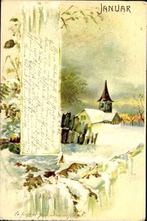 12 alte Ansichtskarte / Postkarte Jahreszeiten, von Januar bis Dezember, diverse Ansichten