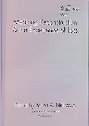 Imagen del vendedor de Meaning Reconstruction & the Experience of Loss a la venta por books4less (Versandantiquariat Petra Gros GmbH & Co. KG)