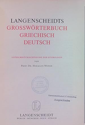 Bild des Verkufers fr Langenscheidts Growrterbuch (1) Griechisch-Deutsch zum Verkauf von books4less (Versandantiquariat Petra Gros GmbH & Co. KG)