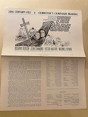 Image du vendeur pour The Robe Pressbook 1953 Richard Burton, Jean Simmons, Victor Mature! mis en vente par AcornBooksNH