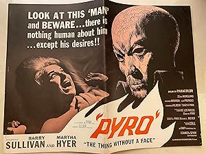 Bild des Verkufers fr Pyro: The Thing without a Face Pressbook 1963 Barry Sullivan, Martha Hyer zum Verkauf von AcornBooksNH