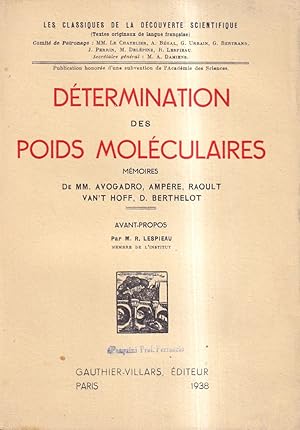 Détermination des poids moléculaires. Mémoires