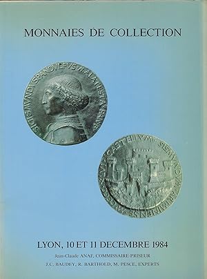 Image du vendeur pour Monnaies de collection. Vente aux enchres, Lyon, 10-11 dcembre 1984 mis en vente par Librairie Archaion