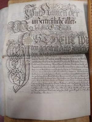 Urkunde/ Vertrag zur Eheschliessung/ Heirat am 30.12.1687 mit Regina Isabella von Rüder (1641-172...