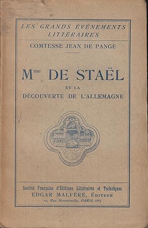 Image du vendeur pour Mme de Stal et la dcouverte de l'Allemagne mis en vente par PRISCA