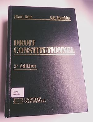 Droit constitutionnel, 3e édition , à jour le 1er mai 1997