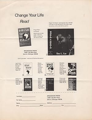 Imagen del vendedor de Change Your Life, Read a la venta por Locus Solus Rare Books (ABAA, ILAB)