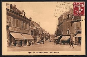 Carte postale Argenton, Rue Gambetta et Café de la Promenade