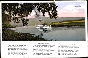 Bild des Verkufers fr Ansichtskarte / Postkarte Weserlied, Dampfschiff auf der Weser, Deutsch von der Quelle bis zum Strand zum Verkauf von akpool GmbH