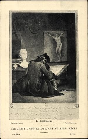 Bild des Verkufers fr Knstler Ansichtskarte / Postkarte Chardin, Die Meisterwerke der Kunst im 18. Jahrhundert, Der Designer zum Verkauf von akpool GmbH